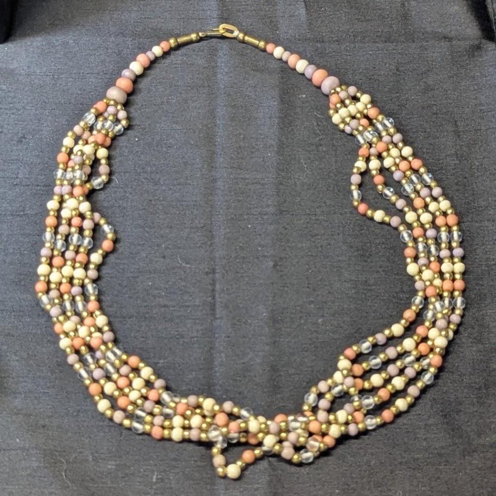 3 for $30  Vintage multistrand beaded necklace | Large hook clasp